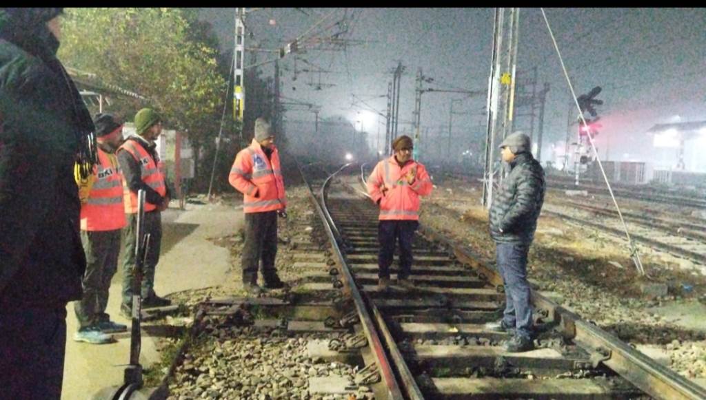Nighttime vigilance inspection drive for safe train operations during foggy weather in Ferozepur division